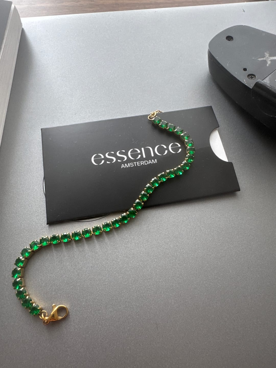 Customer photo review of Tennis Green Bracelet (Gold)