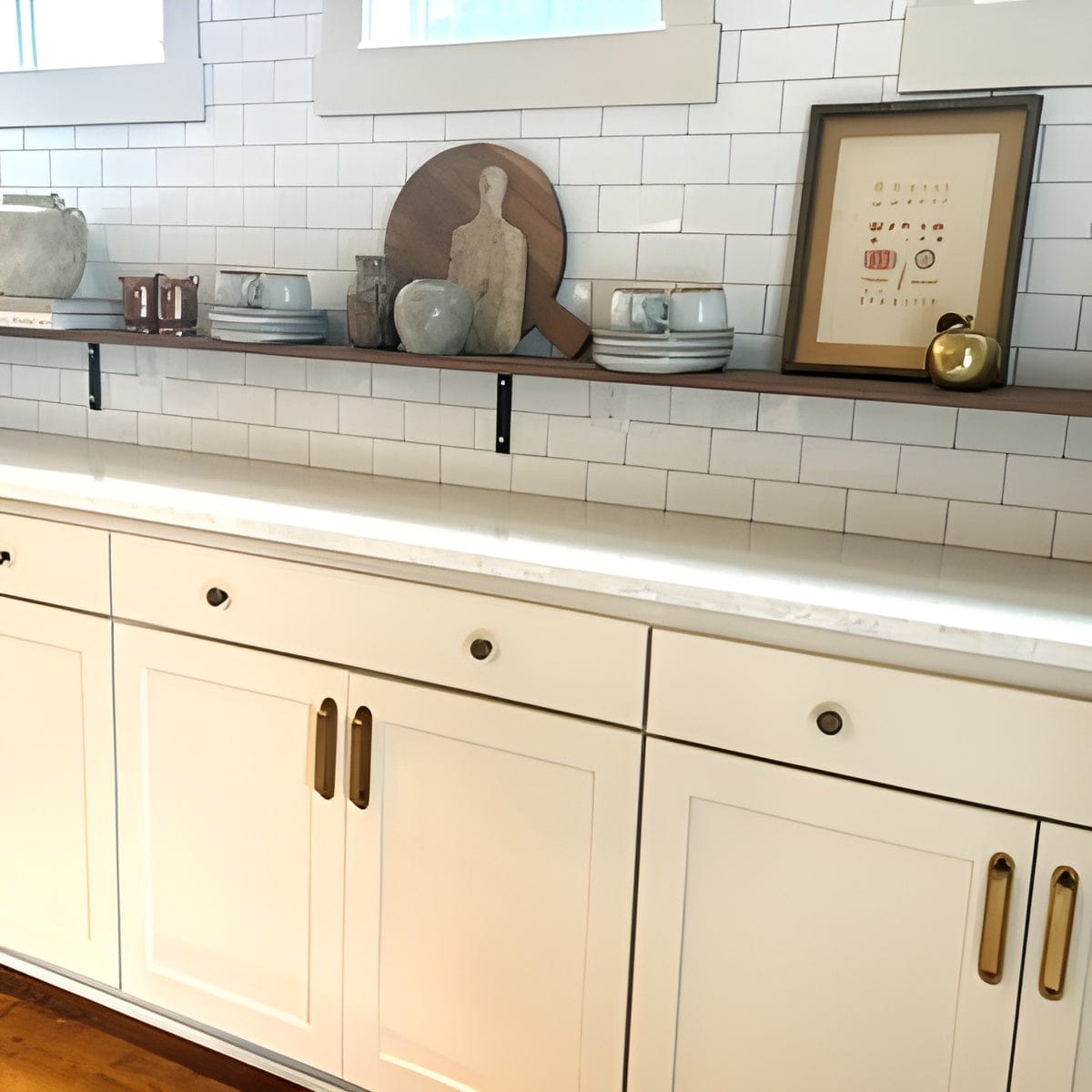 Customer photo review of Brass Round Drawer Pulls with Backplate - Antique Brass