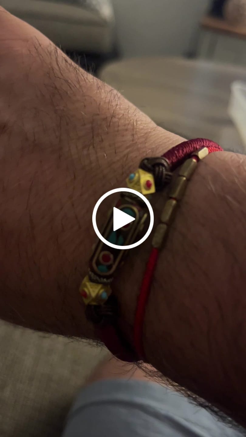 Customer video review of Buddha Stones Handmade Tibetan Turquoise Om Mani Padme Hum Strength Braided Bracelet