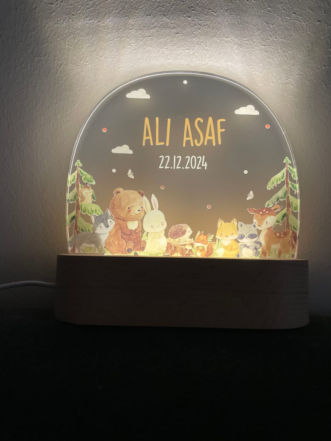 Customer photo review of Nachtlicht Kinder personalisiert - kleine Waldfreunde