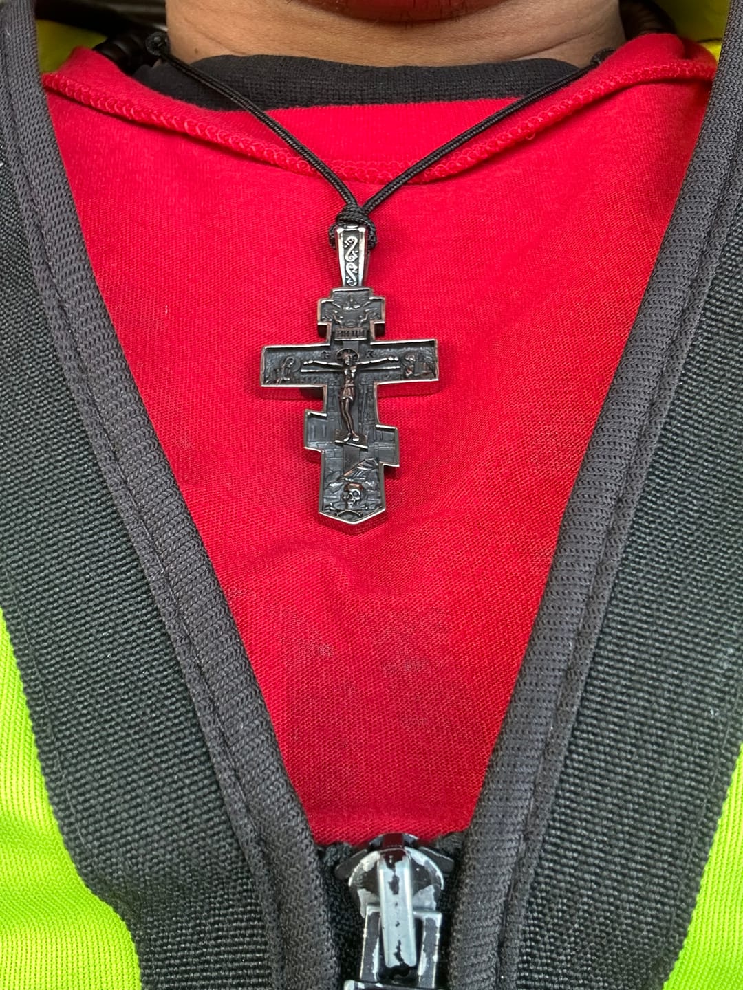 Customer photo review of FREE Today: Titanium Orthodox Jesus Crucifix Necklace Protection Jewelry