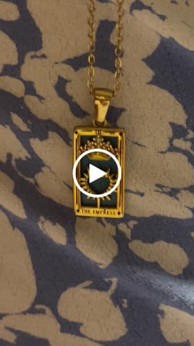 Customer video review of The Empress - Tarot Card 18k Dainty Necklace with Blue Enamel