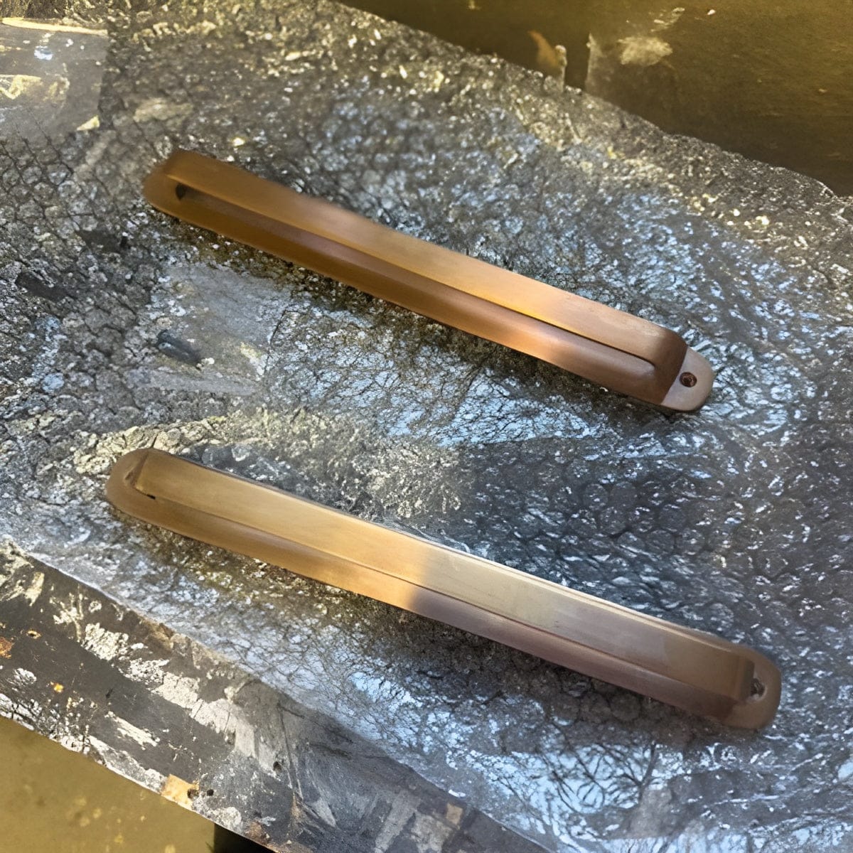 Customer photo review of Brass Round Drawer Pulls with Backplate - Antique Brass