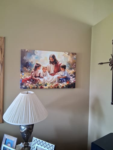 Customer photo review of Jesus With Children Faith Wall Art II