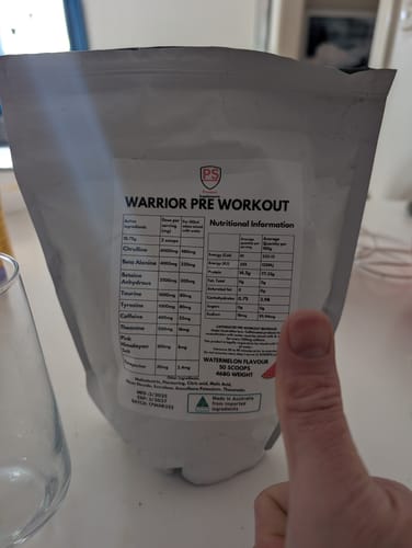 Customer photo review of Warrior High-Stimulant Pre-workout