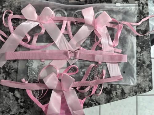 Customer photo review of Red Floral Lace Garter Lingerie Set With Choker Women Intimates 2022 Underwire Bra And Thongs Ladies Underwear Set