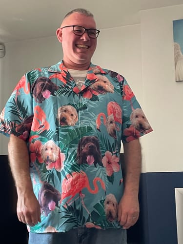 Customer photo review of Flamboyant print - Personalised Hawaiian Shirt