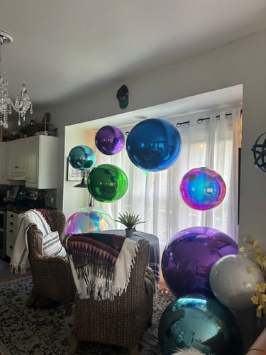 Customer photo review of Purple Inflatable Mirror Ball Reusable Big Bubble Balloon