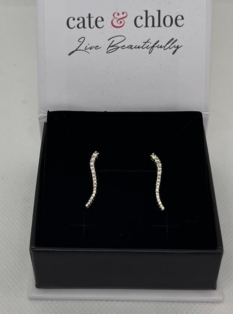 Customer photo review of Isabella 18k White Gold Plated Sterling Silver Ear Climber Earrings with Simulated Diamond Crystals