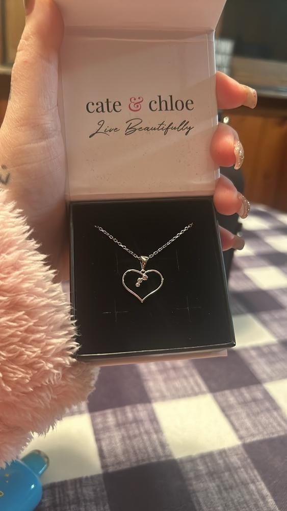 Customer photo review of Valentina 18k White Gold Plated Silver Heart Necklace with Swarovski Crystals
