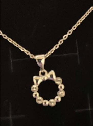 Customer photo review of Edith 18k White Gold Plated Silver Ribbon Necklace with Swarovski Crystals