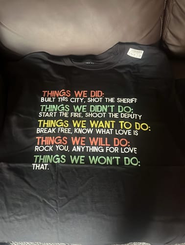 Customer photo review of Things We Did T-Shirt