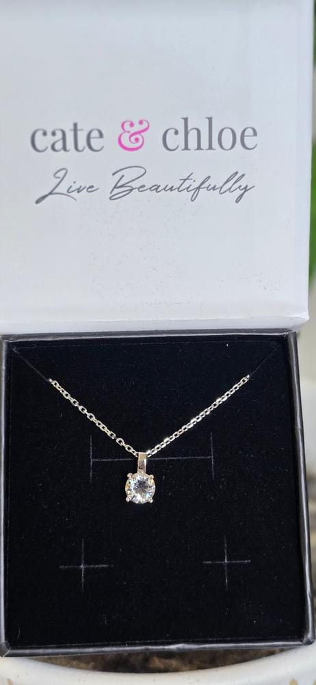 Customer photo review of Araylia 18k White Gold Plated Necklace with Solitaire Round Cut Swarovski Crystal