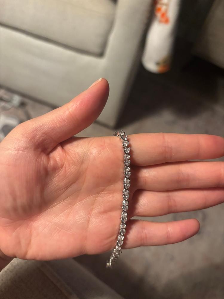Customer photo review of Ezra 18k White Gold Plated Infinity Tennis Bracelet with Simulated Diamond Crystals