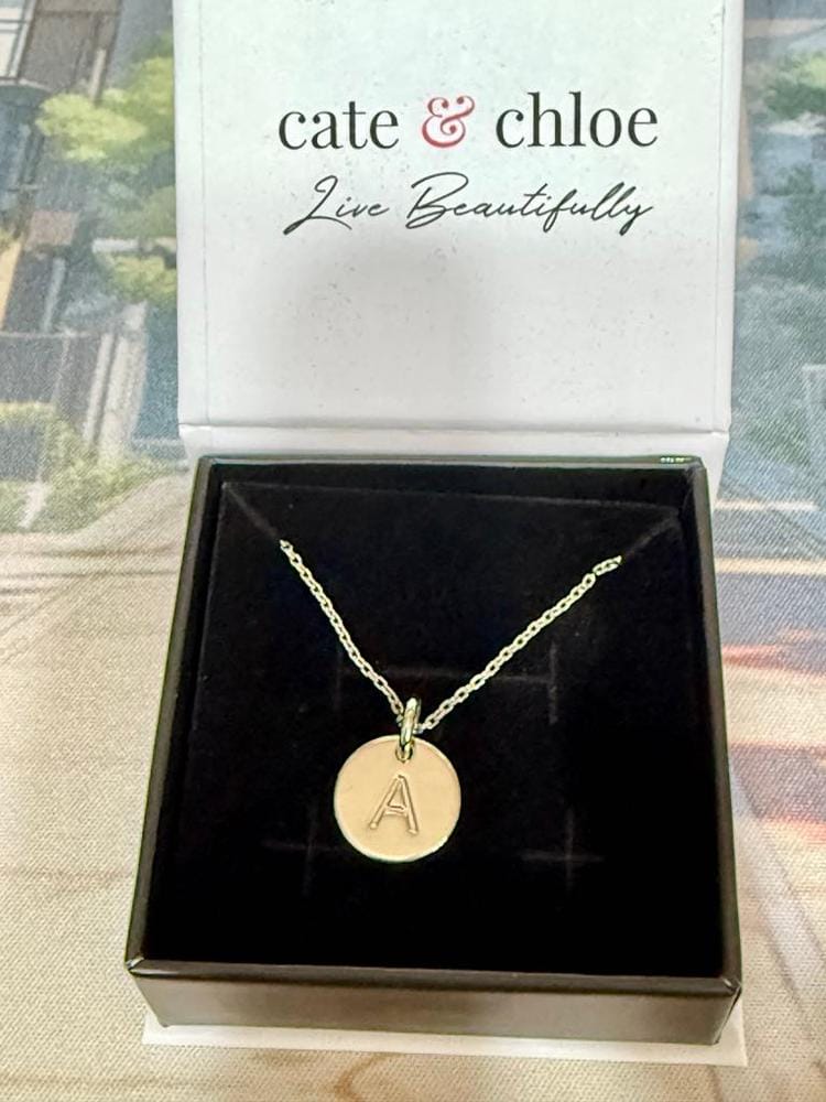 Customer photo review of Summer Collection 18k White Gold Plated Engraved Initial Letter Pendant Necklace