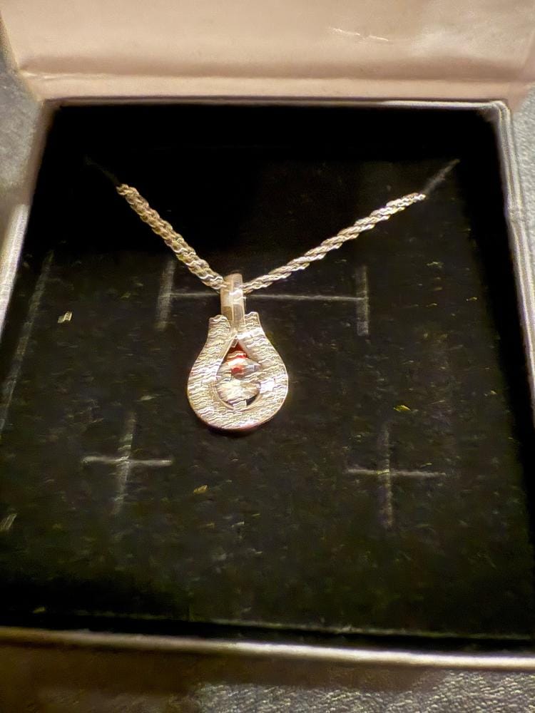 Customer photo review of Bernadette 18k White Gold Plated Tear drop Necklace with Swarovski Crystals