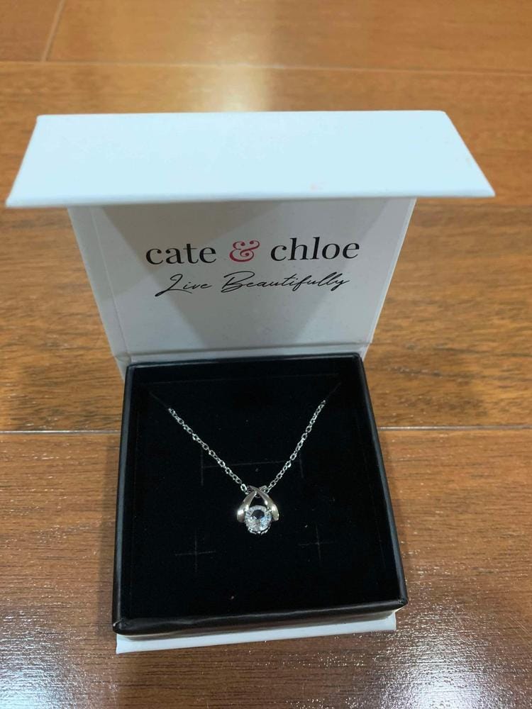 Customer photo review of Eloise 18k White Gold Plated Pendant Necklace with Round Cut Swarovski Crystal