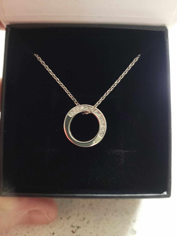 Customer photo review of Viviana 18k White Gold Plated Hoop Pendant Necklace with Swarovski Crystals