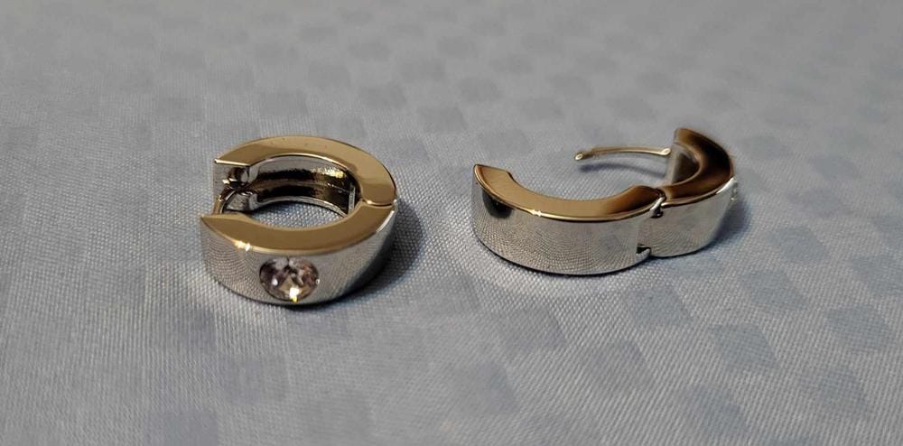Customer photo review of Alana 18k White Gold Plated 14mm Small Hoop Earrings with Swarovski Crystals — Final Sale - Fab Fav