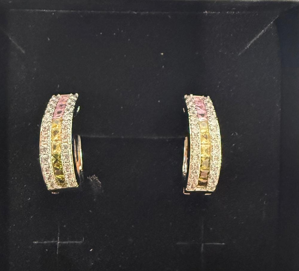 Customer photo review of Rachel 18k White Gold Plated 19mm Hoop Earrings with Swarovski Crystals