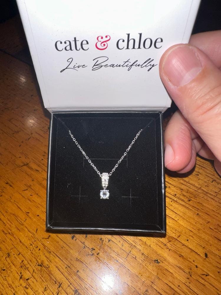 Customer photo review of Monroe 18k White Gold Pendant Necklace with Round Cut Swarovski Crystals