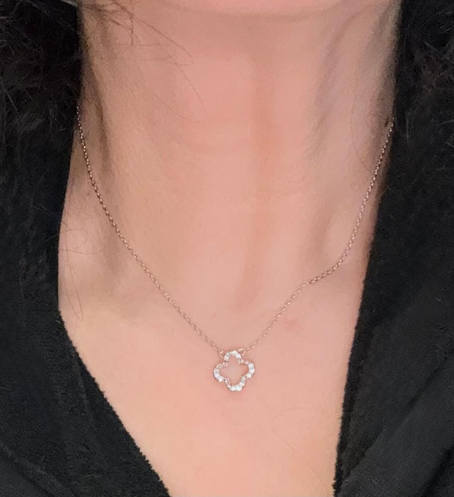 Customer photo review of Cassandra 18k White Gold Plated Necklace with Swarovski Crystals