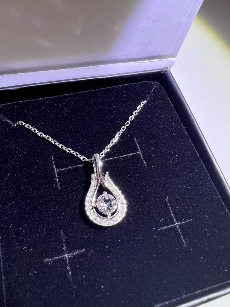 Customer photo review of Bernadette 18k White Gold Plated Tear drop Necklace with Swarovski Crystals