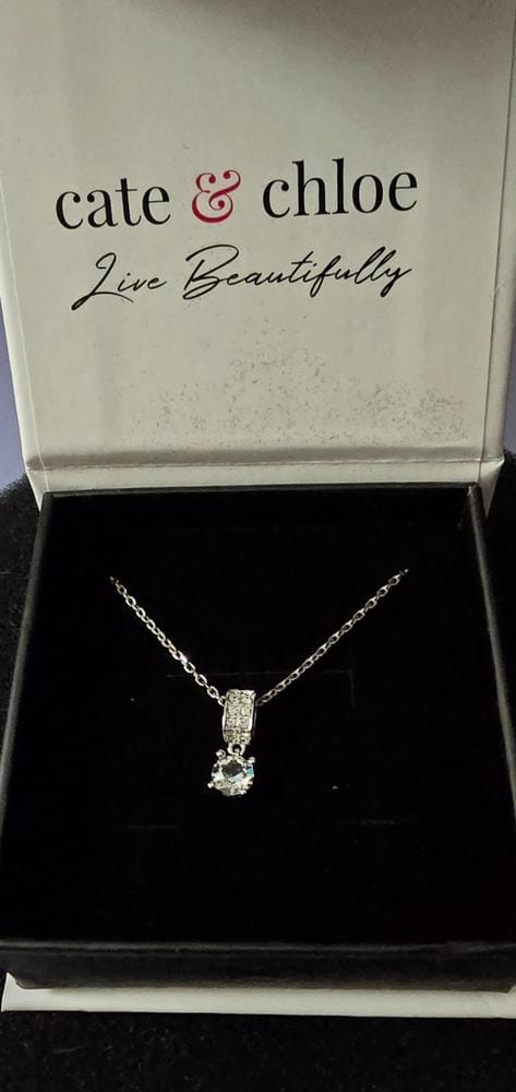 Customer photo review of Monroe 18k White Gold Pendant Necklace with Round Cut Swarovski Crystals