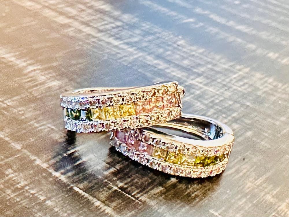 Customer photo review of Rachel 18k White Gold Plated 19mm Hoop Earrings with Swarovski Crystals