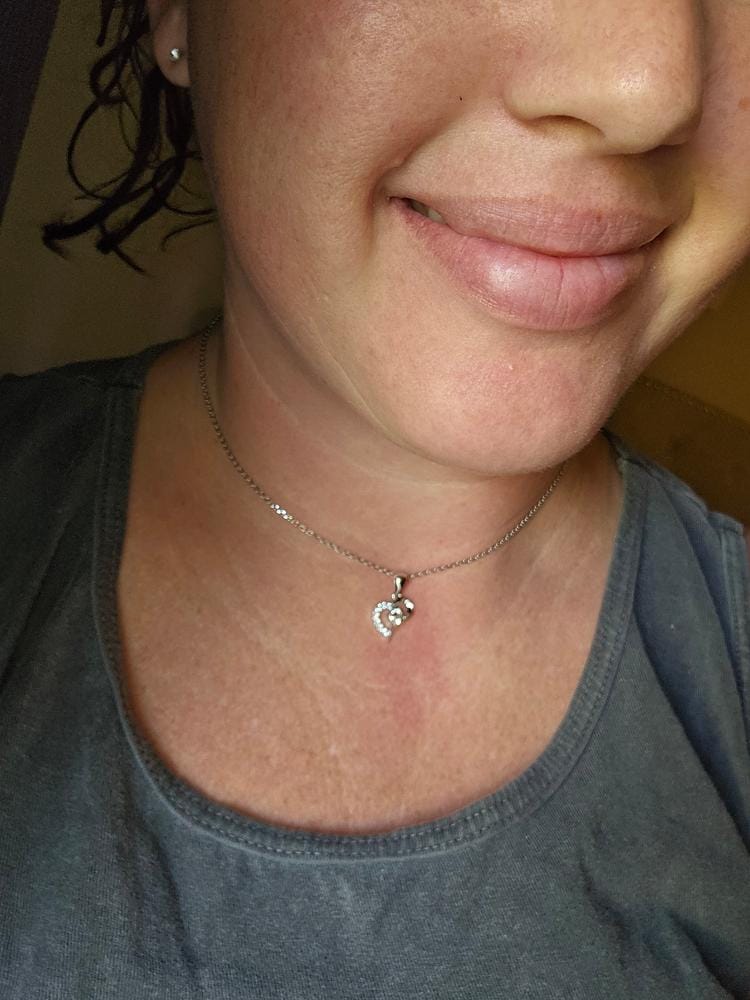 Customer photo review of Cecilia 18k White Gold Plated Heart Pendant Necklace with Swarovski Crystals