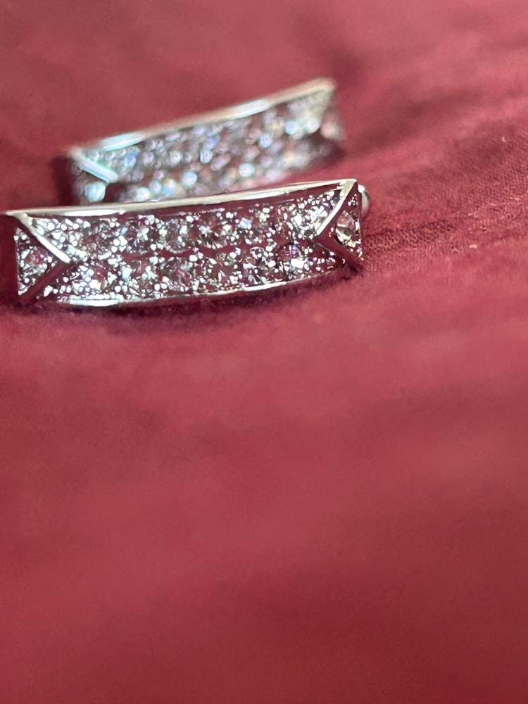 Customer photo review of Sawyer 18k White Gold Plated 16mm Crystal Hoop Earrings with Swarovski Crystals