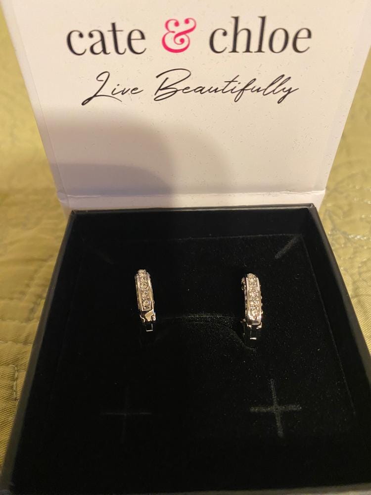 Customer photo review of Viviana 18k White Gold Plated 17mm Hoop Earrings with Swarovski Crystals