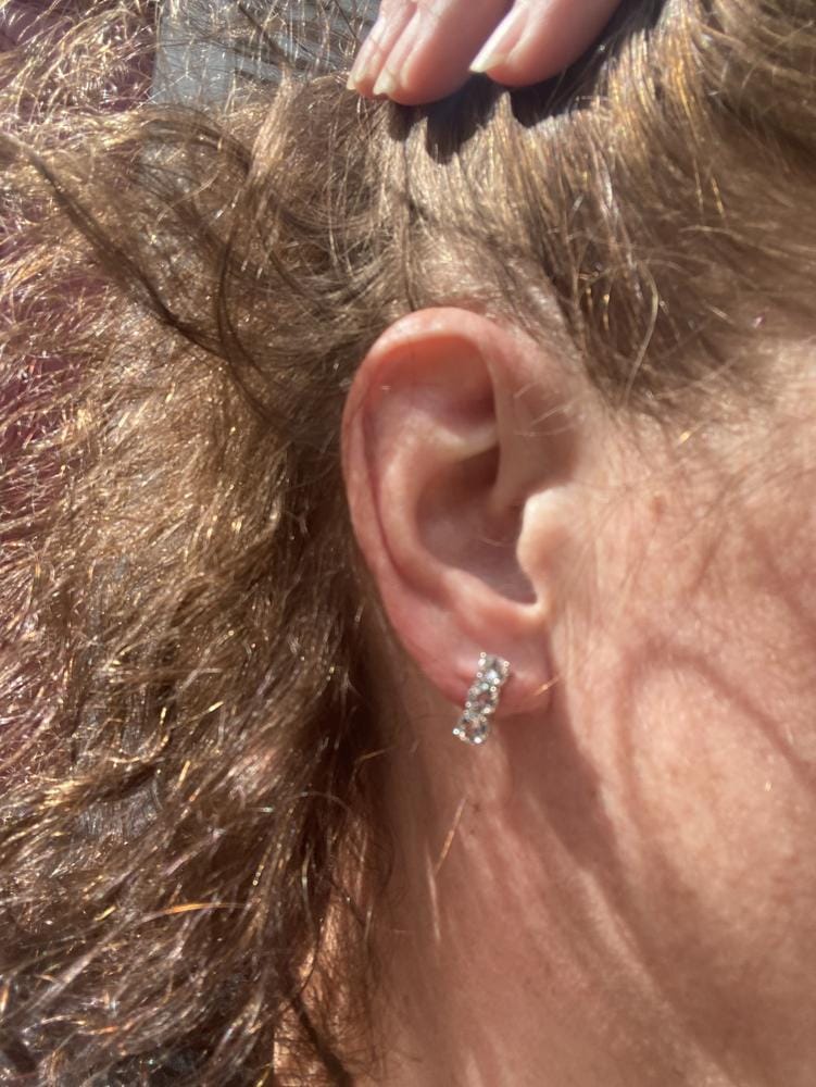 Customer photo review of Eliana 18k White Gold Plated Stud Earrings with Swarovski Crystals