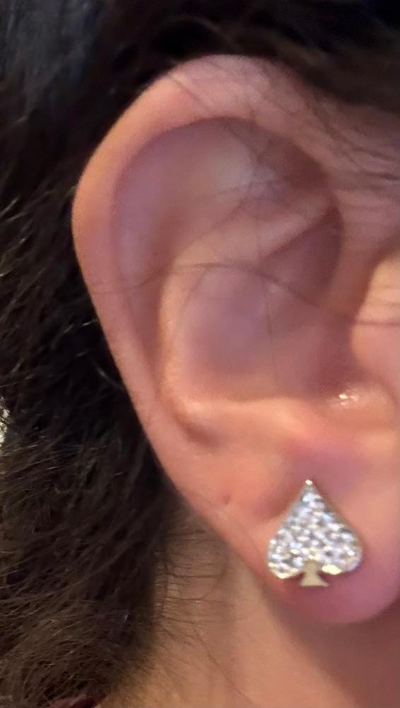 Customer photo review of Dylan 18k White Gold Plated Heart Earrings with Swarovski Crystals — Final Sale