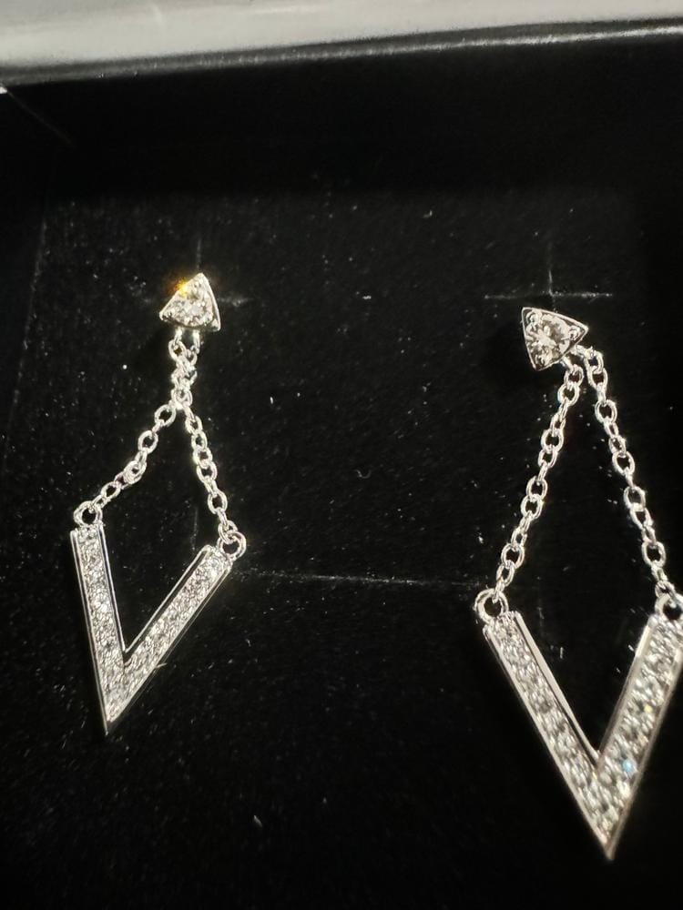 Customer photo review of Francesca 18k White Gold Plated Dangle Earrings with Swarovski Crystals - Fab Fav