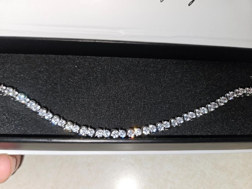 Customer photo review of Ezra 18k White Gold Plated Infinity Tennis Bracelet with Simulated Diamond Crystals