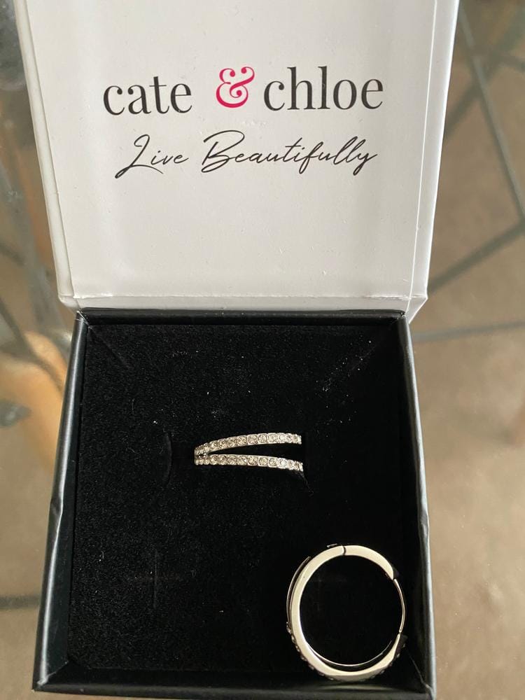 Customer photo review of Helen 18k White Gold Plated 22mm Hoop Earrings with Swarovski Crystals