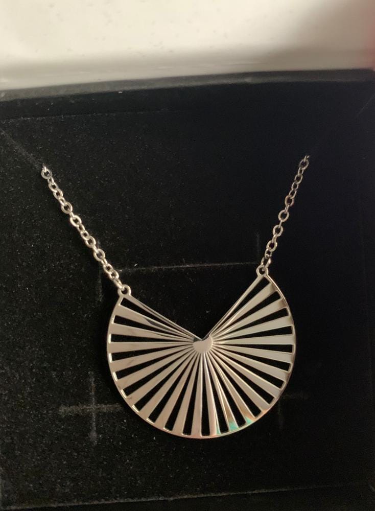 Customer photo review of Taylor 18k White Gold Plated Stainless Steel Necklace — Final Sale