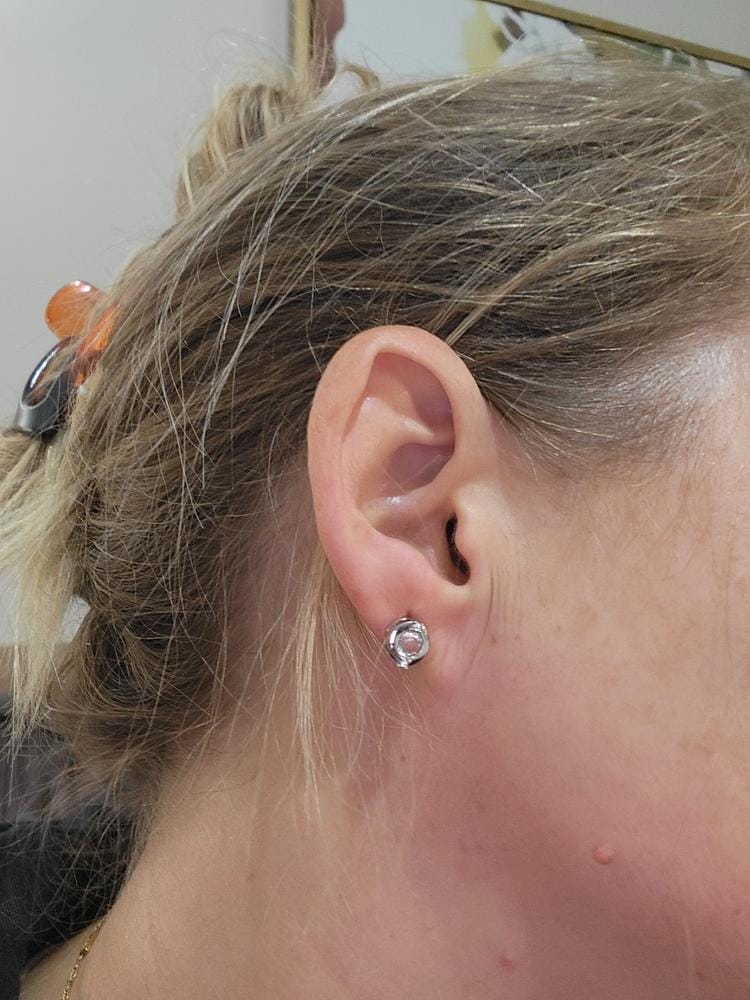 Customer photo review of Zara 18k White Gold Plated Stud Earrings with Round Cut Swarovski Crystals
