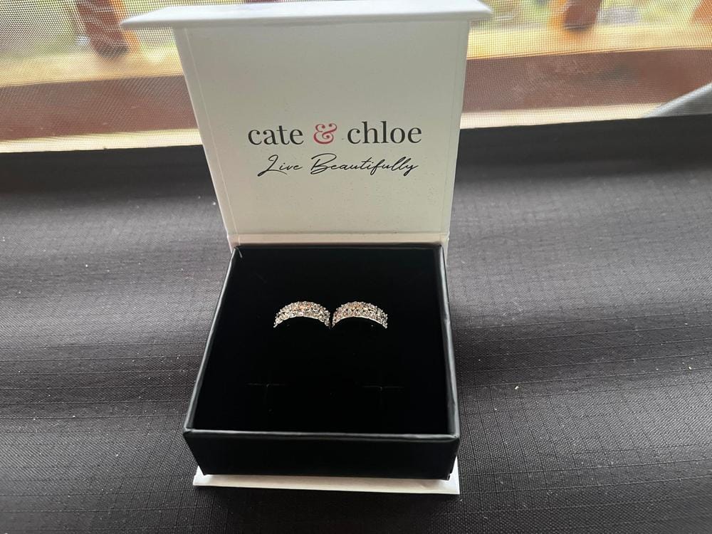 Customer photo review of Wrenley 18k White Gold Plated 16mm Hoop Earrings with Swarovski Crystals