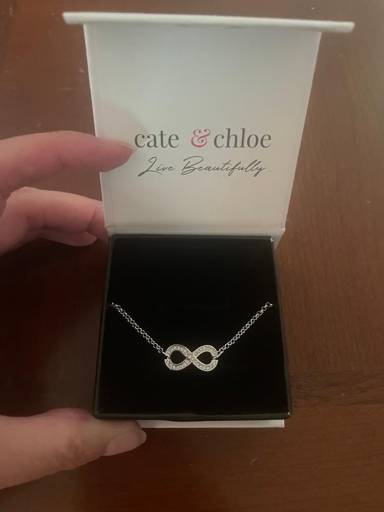 Customer photo review of Morgan 18k White Gold Plated Infinity Bracelet with Swarovski Crystals