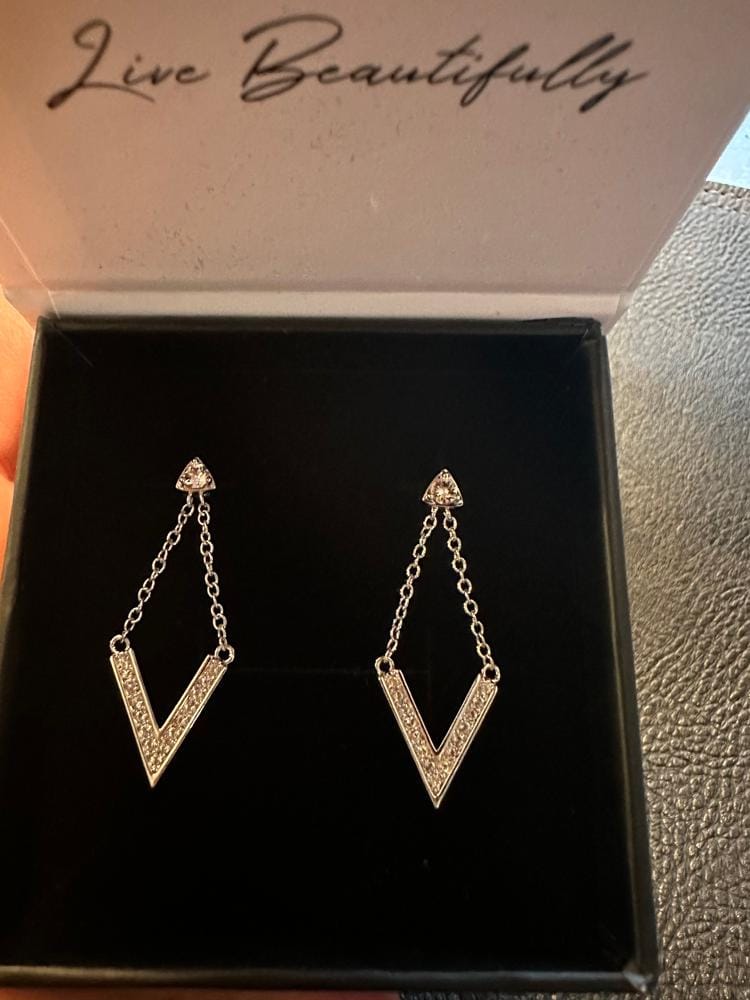 Customer photo review of Francesca 18k White Gold Plated Dangle Earrings with Swarovski Crystals - Fab Fav