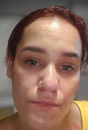 Customer photo review of Premium Candy Gray Prescription Colored Contact Lenses