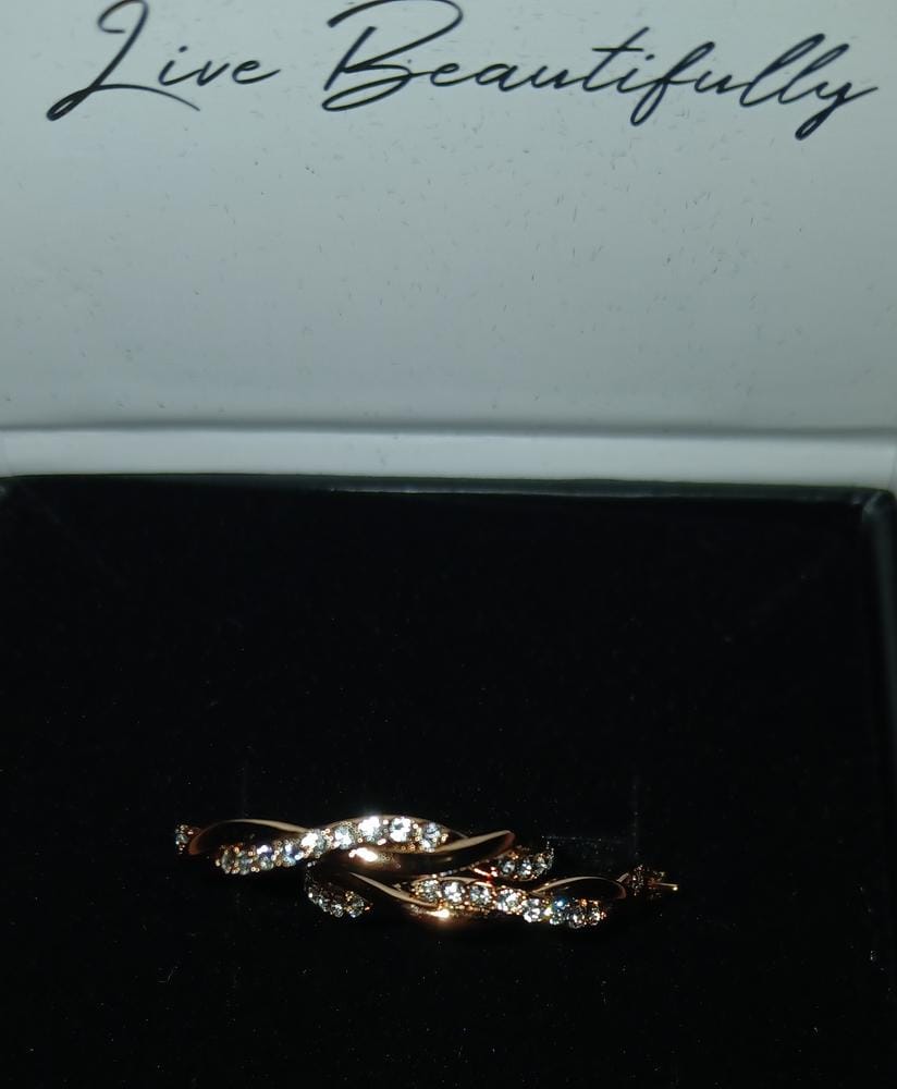 Customer photo review of Lauren 18k White Gold Plated 22mm Twisted Hoop Earrings with Swarovski Crystals