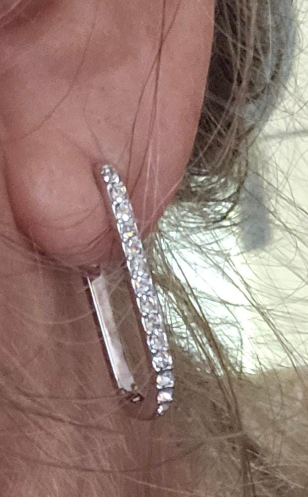 Customer photo review of Nadia 18k White Gold Plated 24mm Hoop Earrings with Swarovski Crystals