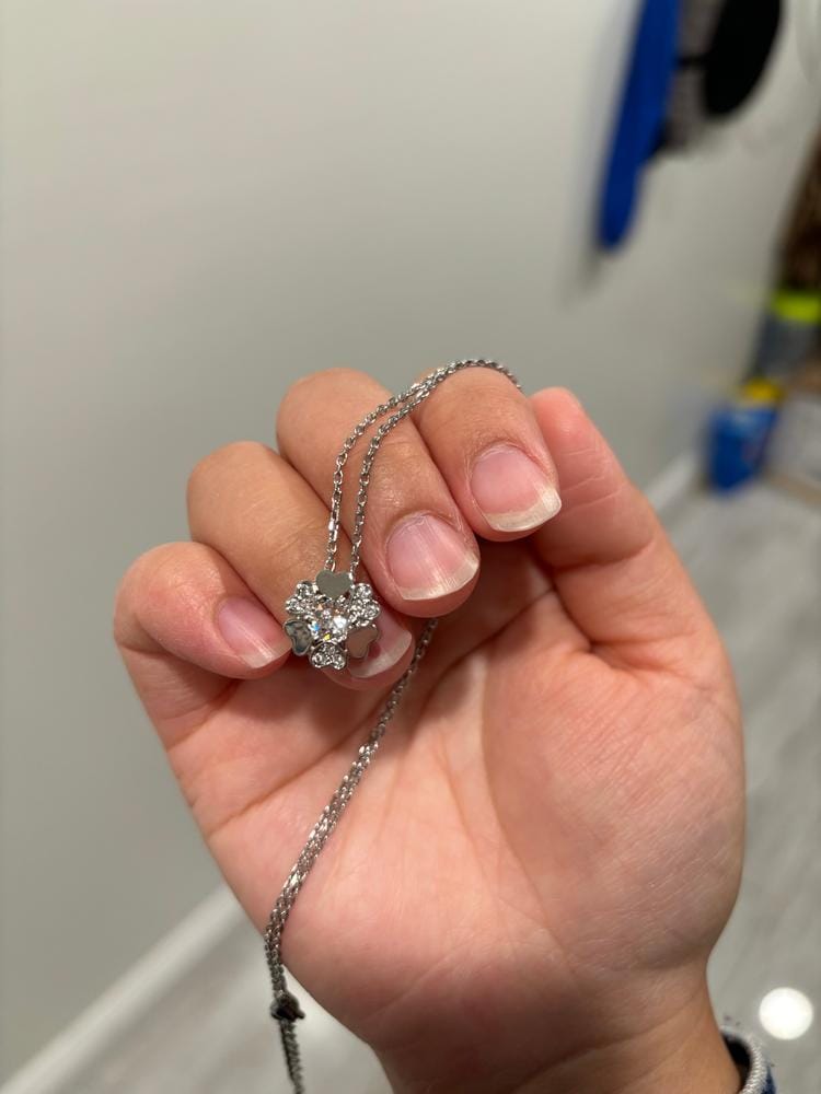 Customer photo review of Khloe 18k White Gold Plated Flower Heart Necklace with Crystals