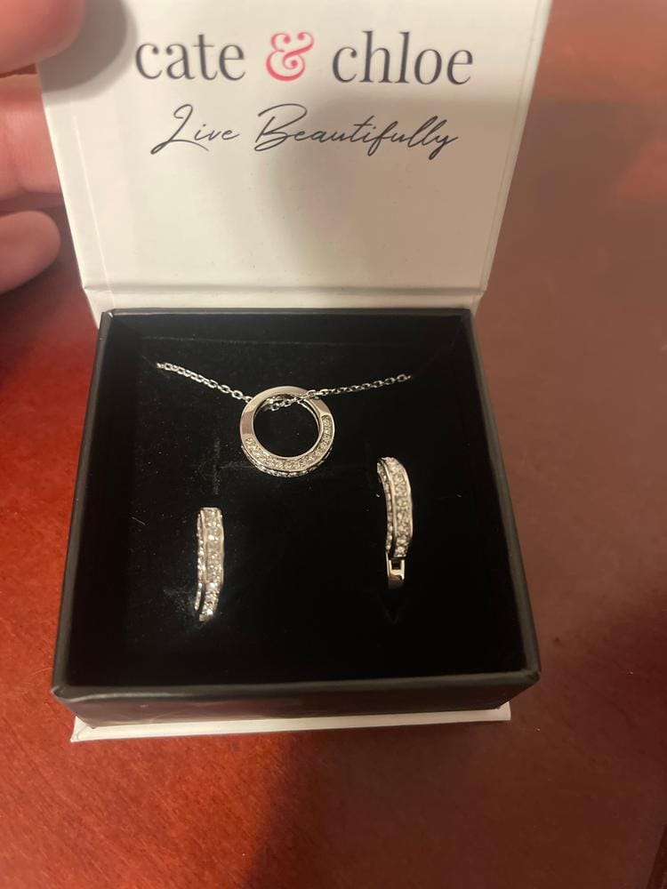 Customer photo review of Viviana 18k White Gold Plated Hoop Pendant Necklace with Swarovski Crystals