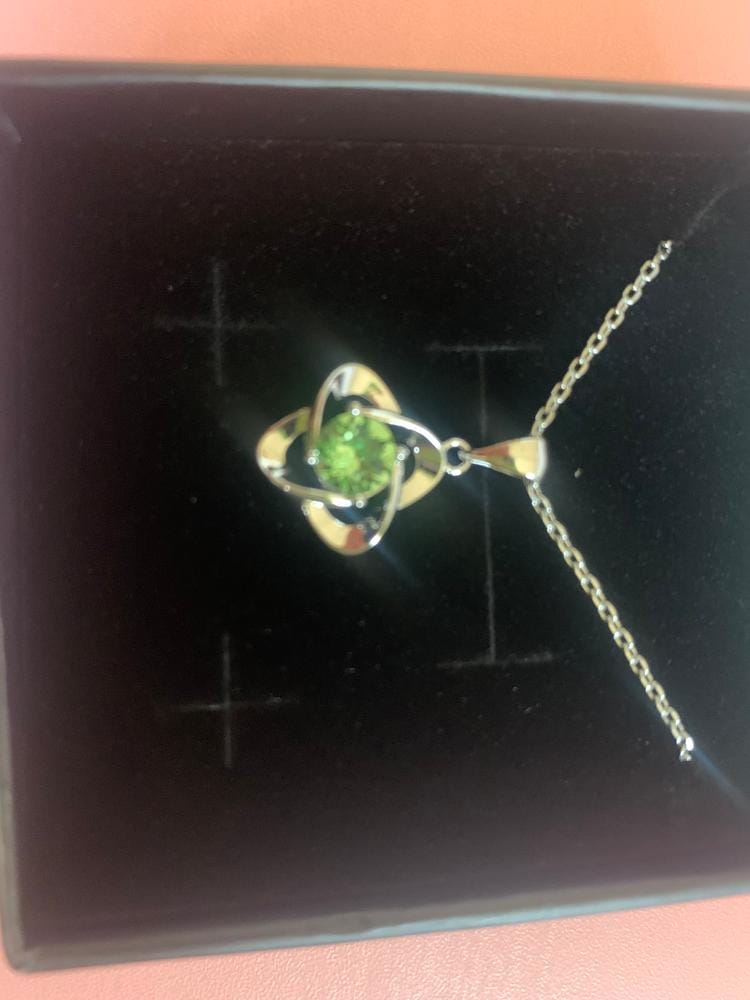 Customer photo review of Infinity 18k White Gold Plated Birthstone Flower Necklace with Swarovski Crystal