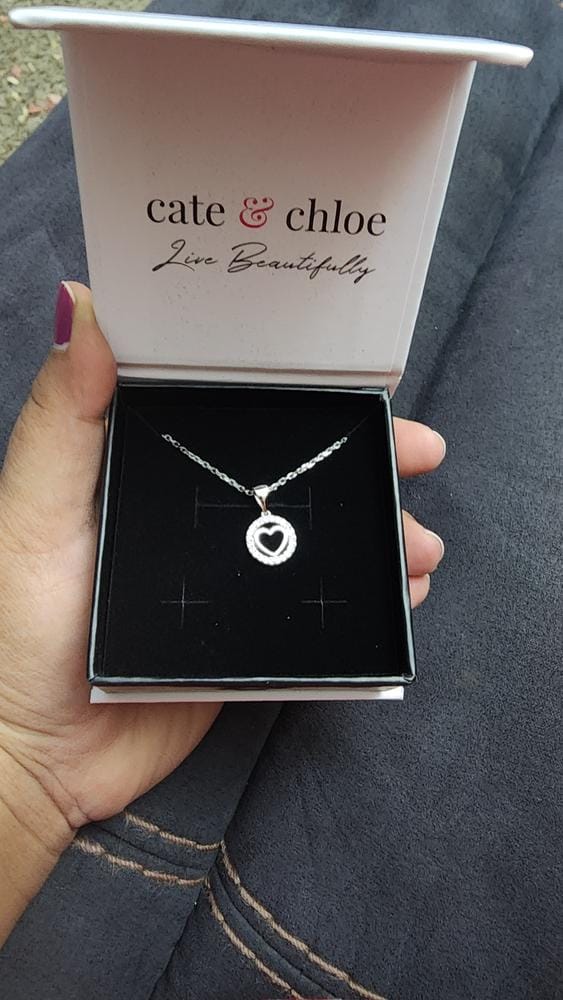 Customer photo review of Khaleesi 18k White Gold Plated Silver Heart Necklace with Swarovski Crystals