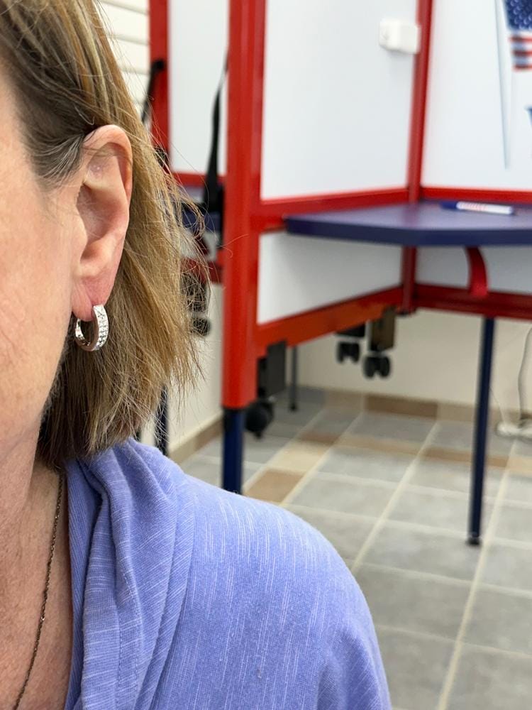 Customer photo review of Sawyer 18k White Gold Plated 16mm Crystal Hoop Earrings with Swarovski Crystals